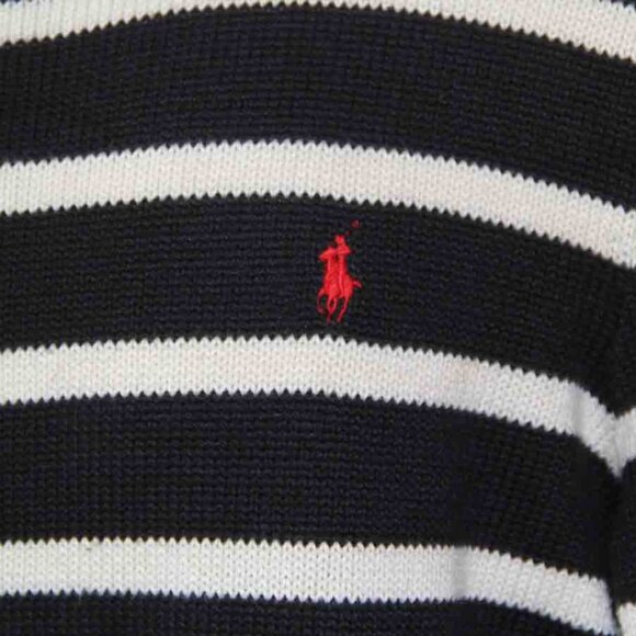 Polo by Ralph Lauren Cotton Sweater Black White Striped Crewneck Men's Size L - Picture 2 of 3